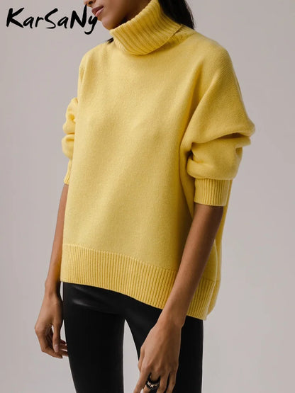 Oversized Turtleneck Thick Knit Sweater