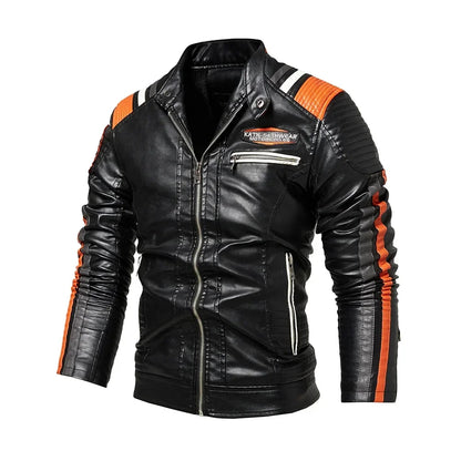 Stylish Slim Fit PU Leather Motorcycle Jacket