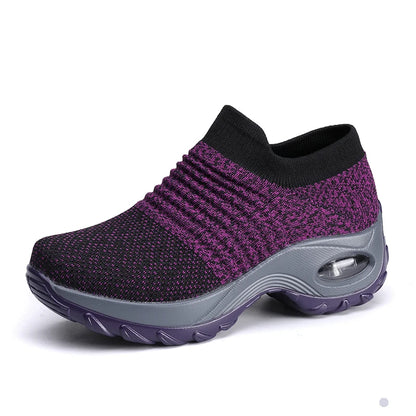 Damen-Wanderschuhe – Atmungsaktive Flyknit-Socken-Sneaker, leichte Slipper