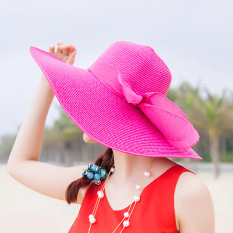 Chapeau de paille de voyage de plage d'été pour femmes
