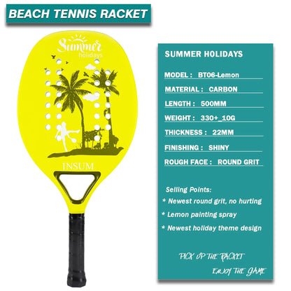 INSUM Beach 100% Carbon Fiber Round Grit Tennis Racket