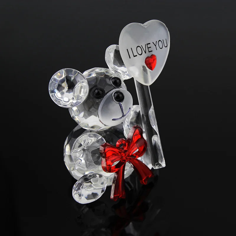 Valentinstag Geschenk Kristallbär Glasrose Künstliche Blume - Schönes Tierornament