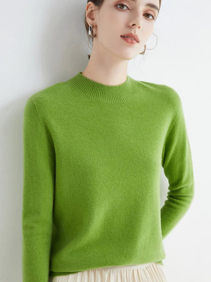 Women's Pure Woolen Slim Knitted Cashmere Sweater