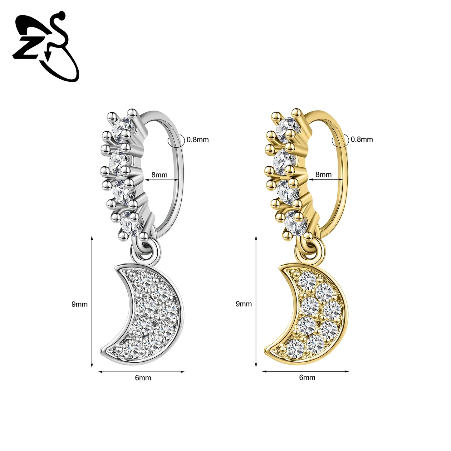 Hochwertige baumelnde Nasenringe mit CZ-Herzen für Frauen