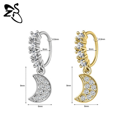Hochwertige baumelnde Nasenringe mit CZ-Herzen für Frauen