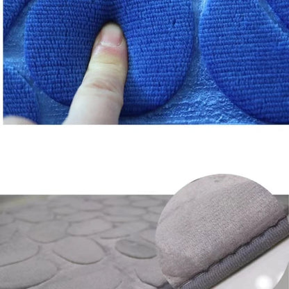 Set of 3 Bathroom Bath Mat Set Soft Non Slip 2PCS Cobblestone Mat Bathroom Rug Absorbent Shower Carpets Toilet Lid Cover Floor