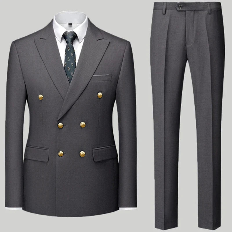 Men Classical Korean Style 2 Pcs Suit Set