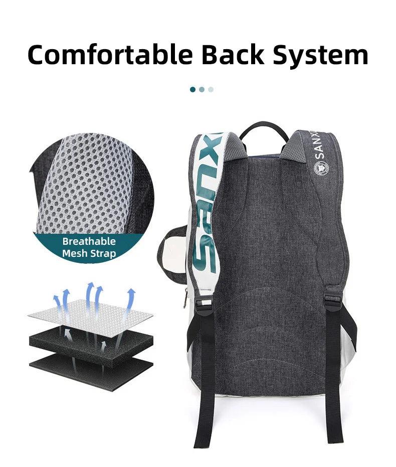 Foldable Tennis Paddle Backpack Large Capacity Sports Bags