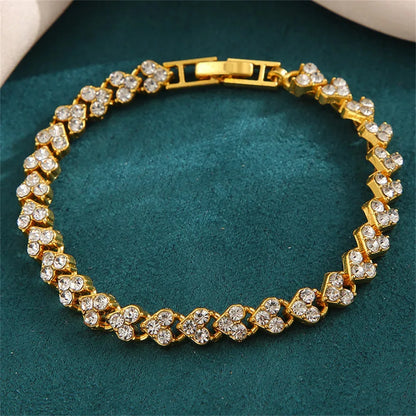 Bracelet gothique géométrique en cristal pour femme – Bracelet à maillons orné de strass