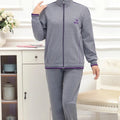 Gray purple top + gray pants