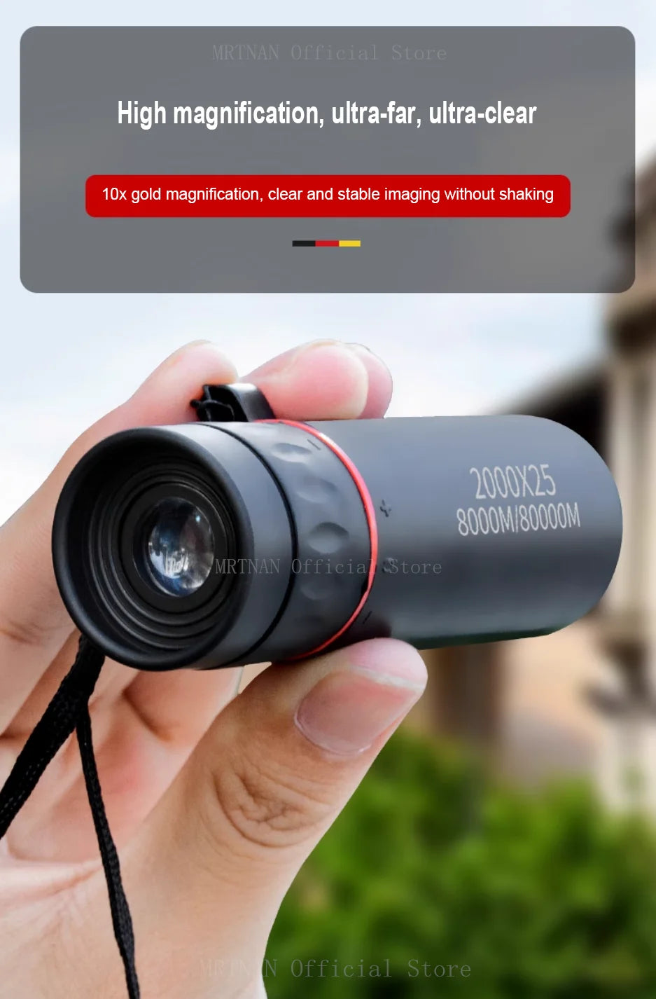 Mini tragbares 2000x25 HD Monokular-Teleskop - Handy-Teleskop