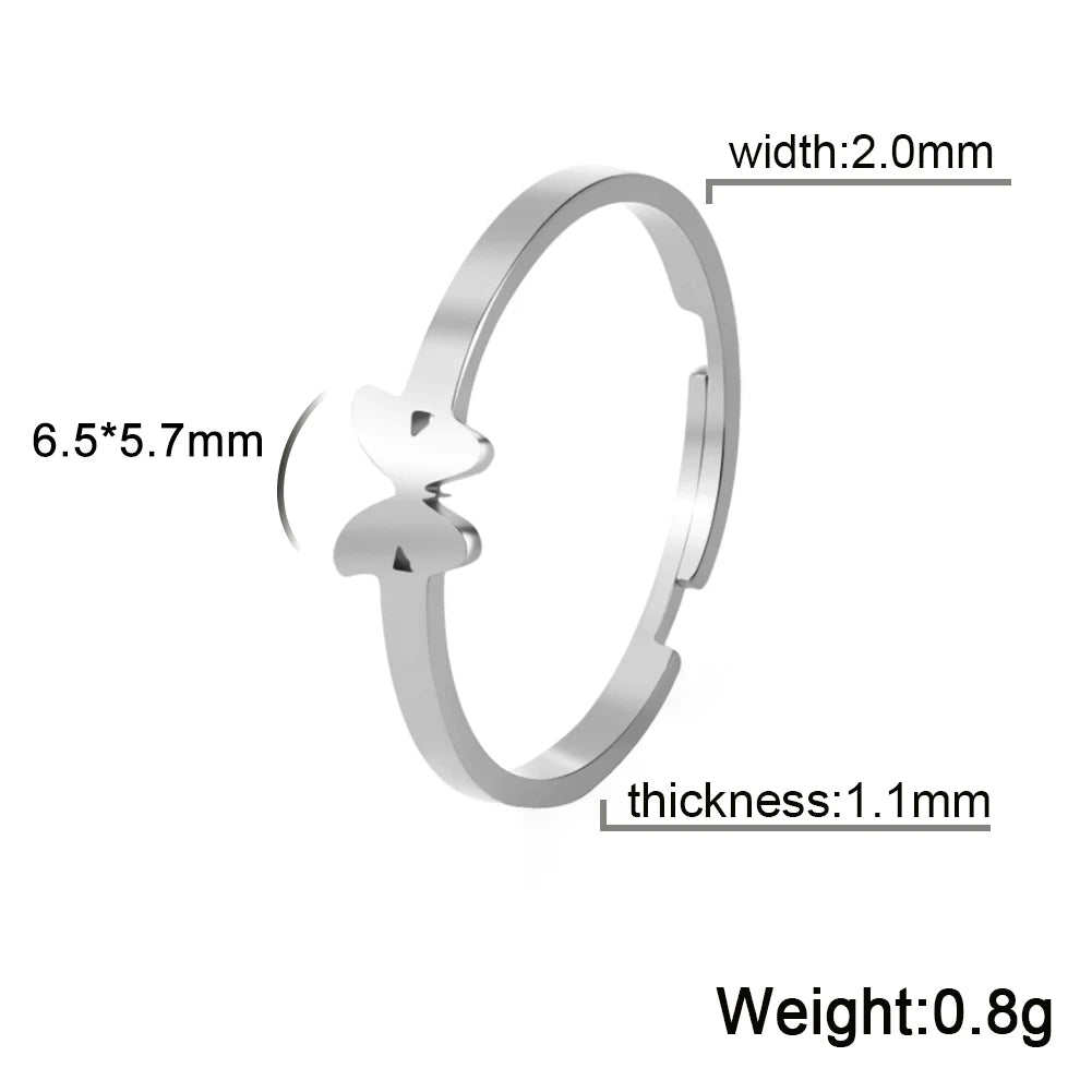 Bagues de couple en acier inoxydable en forme de cœur et de papillon – Bagues d'amour assorties