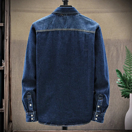 Chemises en denim pour hommes à manches longues 100 % coton