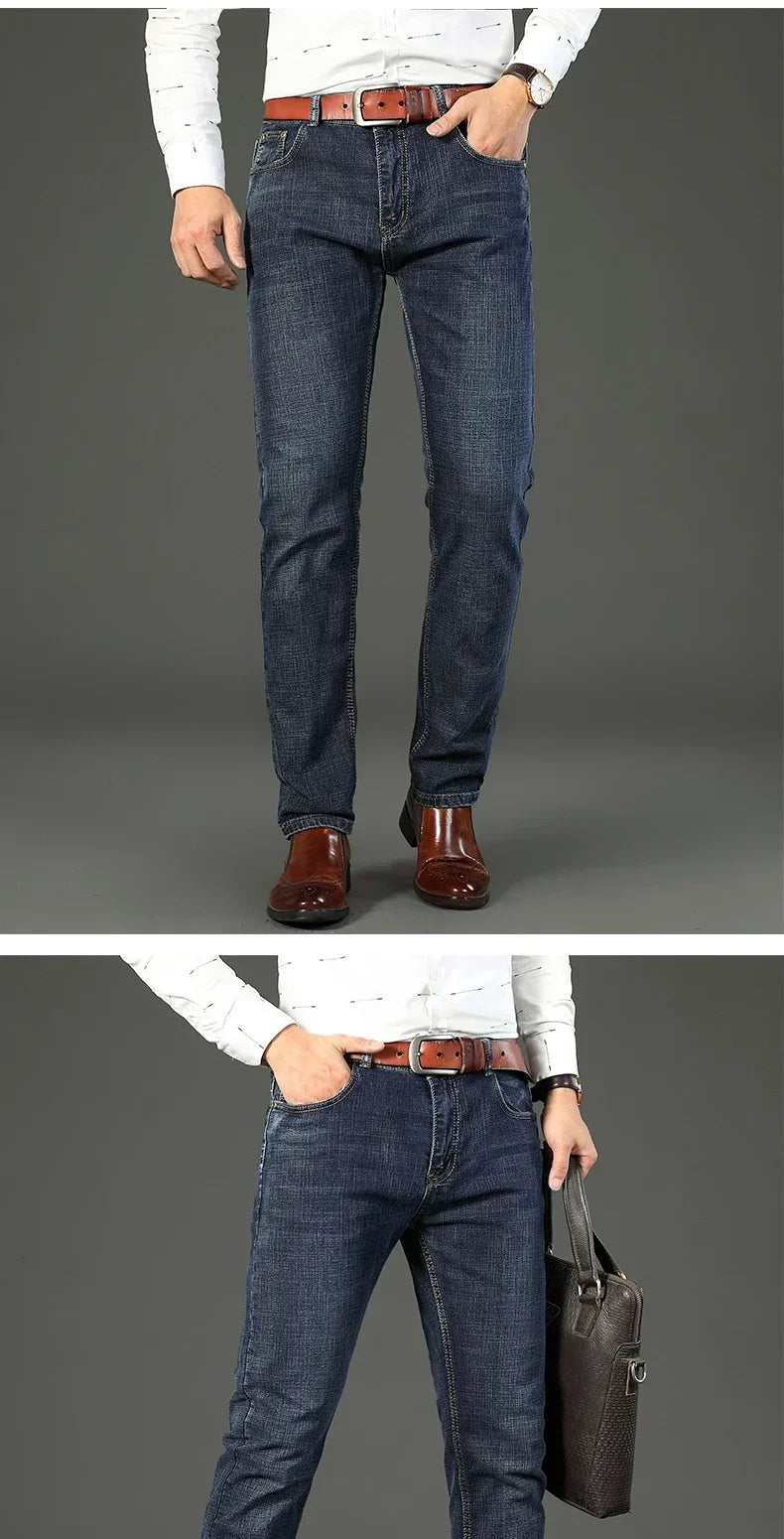 Men's Smart Straight Regular Blue Stretch Denim Jeans