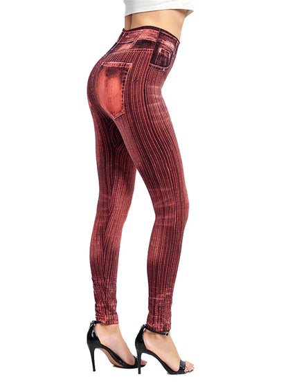 Women's Gym Leggins High Waist Elastic Butterfly Pritned Pencil Jeans