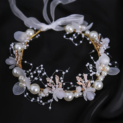 Frauen-Perlen-Blumen-Hochzeitskrone