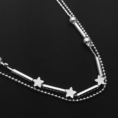 Beads & Star Mix Design Double-deck Anklet for Girl