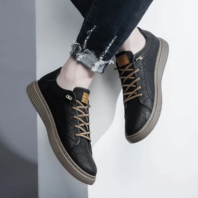 Lace-Up Genuine Leather Men's Casual Shoes