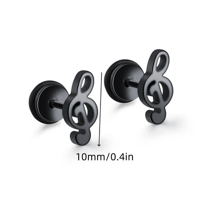 Boucles d'oreilles gothiques punk en acier inoxydable pour hommes et femmes – Petit squelette à géométrie rocheuse avec zircon