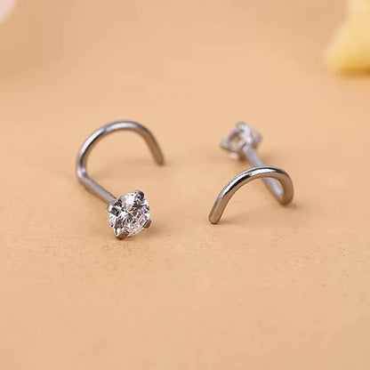 12PCS Fashionable Stainless Steel Crystal Nose Jewelry