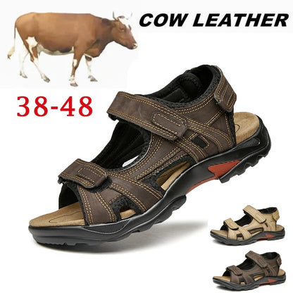 Leichte Herren-Sandalen aus echtem Leder mit offener Zehenpartie 