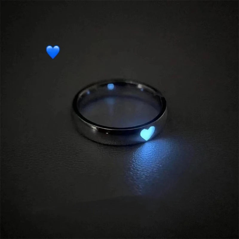 Heart Luminous Glowing Heart Gaming Couple Rings