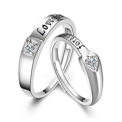 Bagues assorties en forme de battement de cœur (lot de 2) pour couples, bagues de promesse romantiques