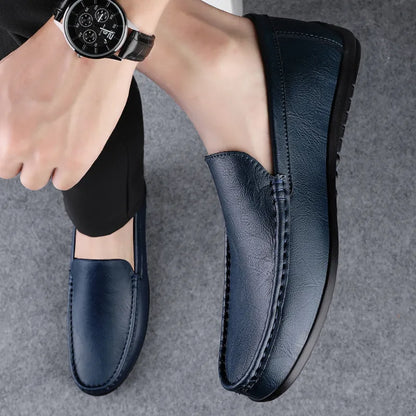 Mocassins en cuir véritable souple pour hommes