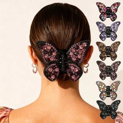 Bunte Haarspange mit Strass-Schmetterling für Damen – Große Haifisch-Haarspange mit Strasssteinen