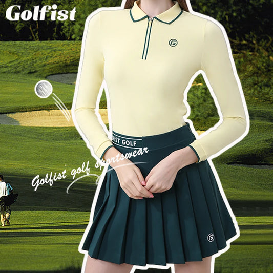 Chemise rabattable à manches longues pour femmes de golf d'automne