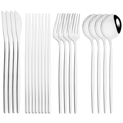 Edelstahl-Geschirrset in Gold und Grün