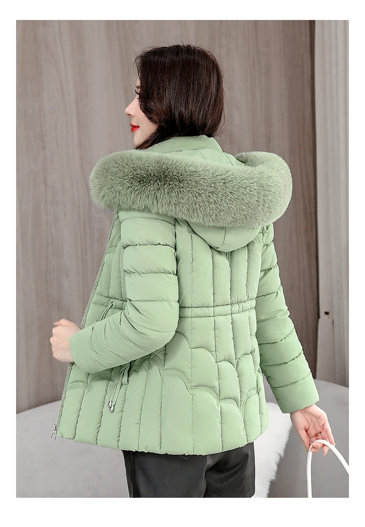 Parka d'hiver à capuche matelassée en coton pour femme