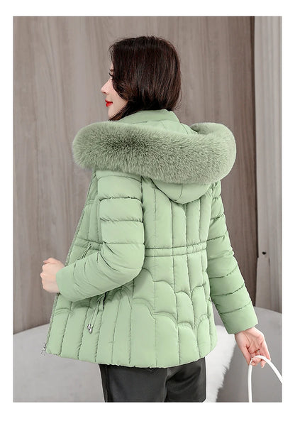 Parka d'hiver à capuche matelassée en coton pour femme