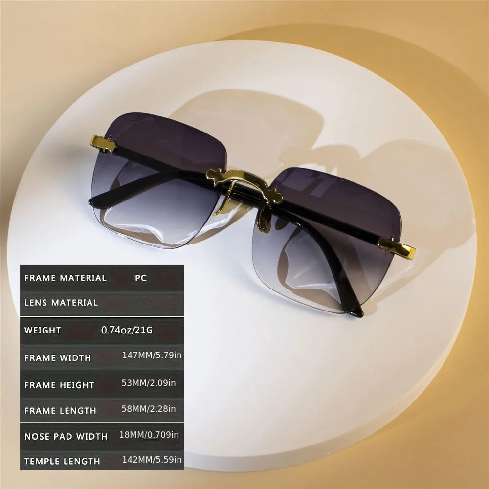 Women’s Square Rimless Sunglasses Set (4 Pack) – Frameless UV400 Fashion Sun Shades