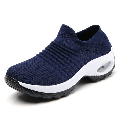Damen-Wanderschuhe – Atmungsaktive Flyknit-Socken-Sneaker, leichte Slipper