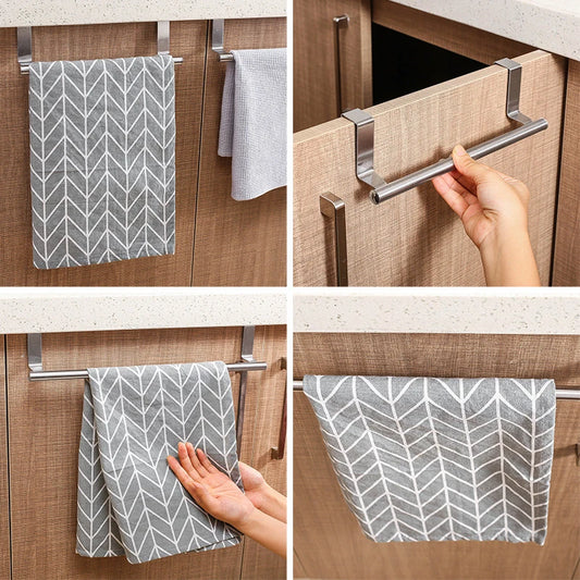 Stainless Steel Door Towel Holder Organizer Hooks
