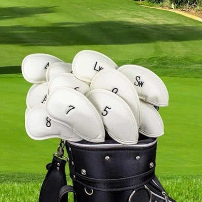 golf iron head covers, golf club head covers, golf club protectors, golf club accessories, leather head covers, leather golf headcovers, leather putter cover, putter headcover, leather driver headcover, leather golf club covers