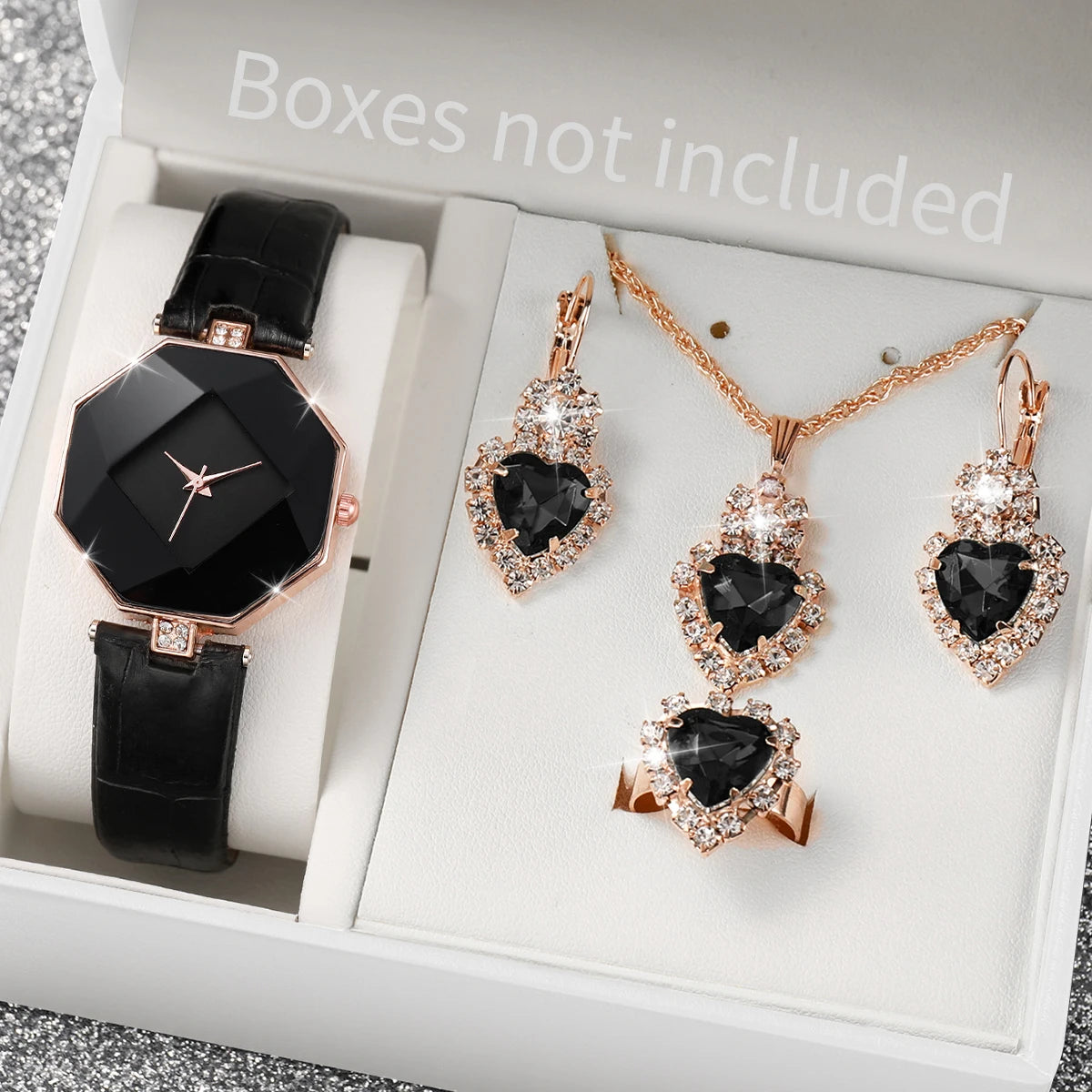 Women’s Simple Leather Band Watch Set