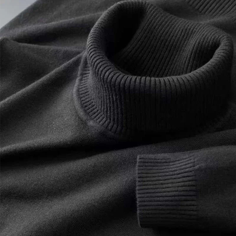 Damen-Winterpullover mit Rollkragen, einfarbig, gestrickt 