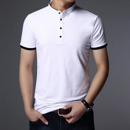 Men's Business  Short Sleeve Solid Cotton Top shirt