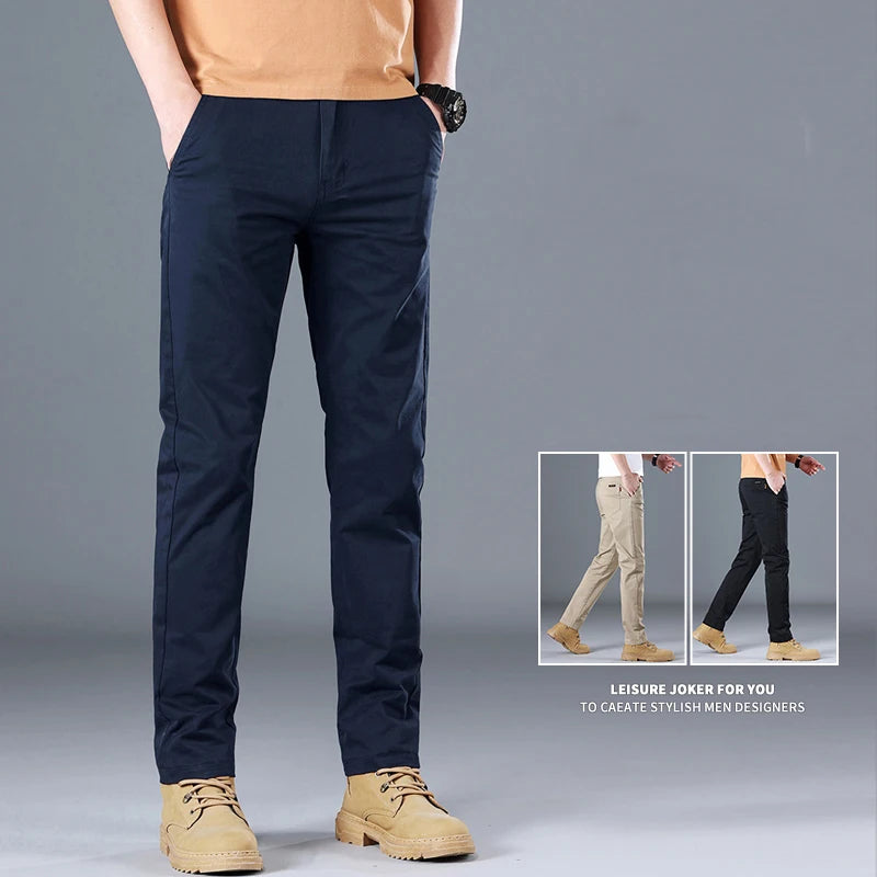 Men's Stretch Cotton Straight Cargo Formal Pants