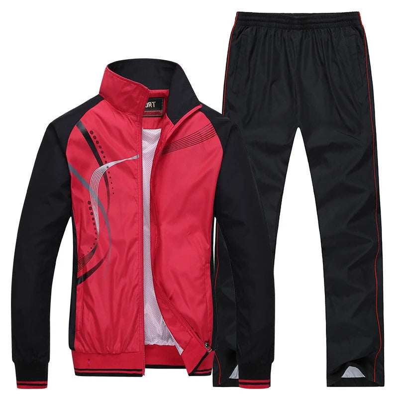 Men Sportswear Spring Autumn 2 Piece Tracksuit Jacket Pant