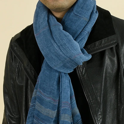 Yarn-Dyed Striped Cotton Linen Men's Scarf