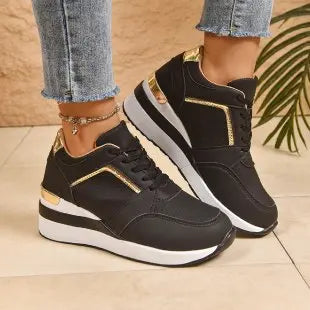Women's Spring Autumn Lace-Up Lightweight Wedge Casual Shoes