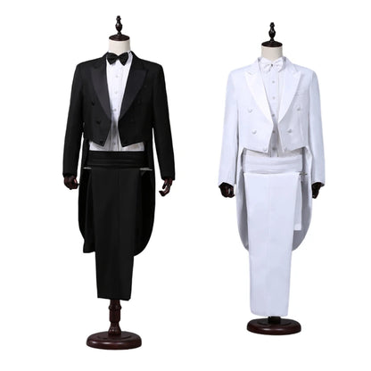 Custom Tailcoat Suits for Men - White/Black/Grey/Burgundy