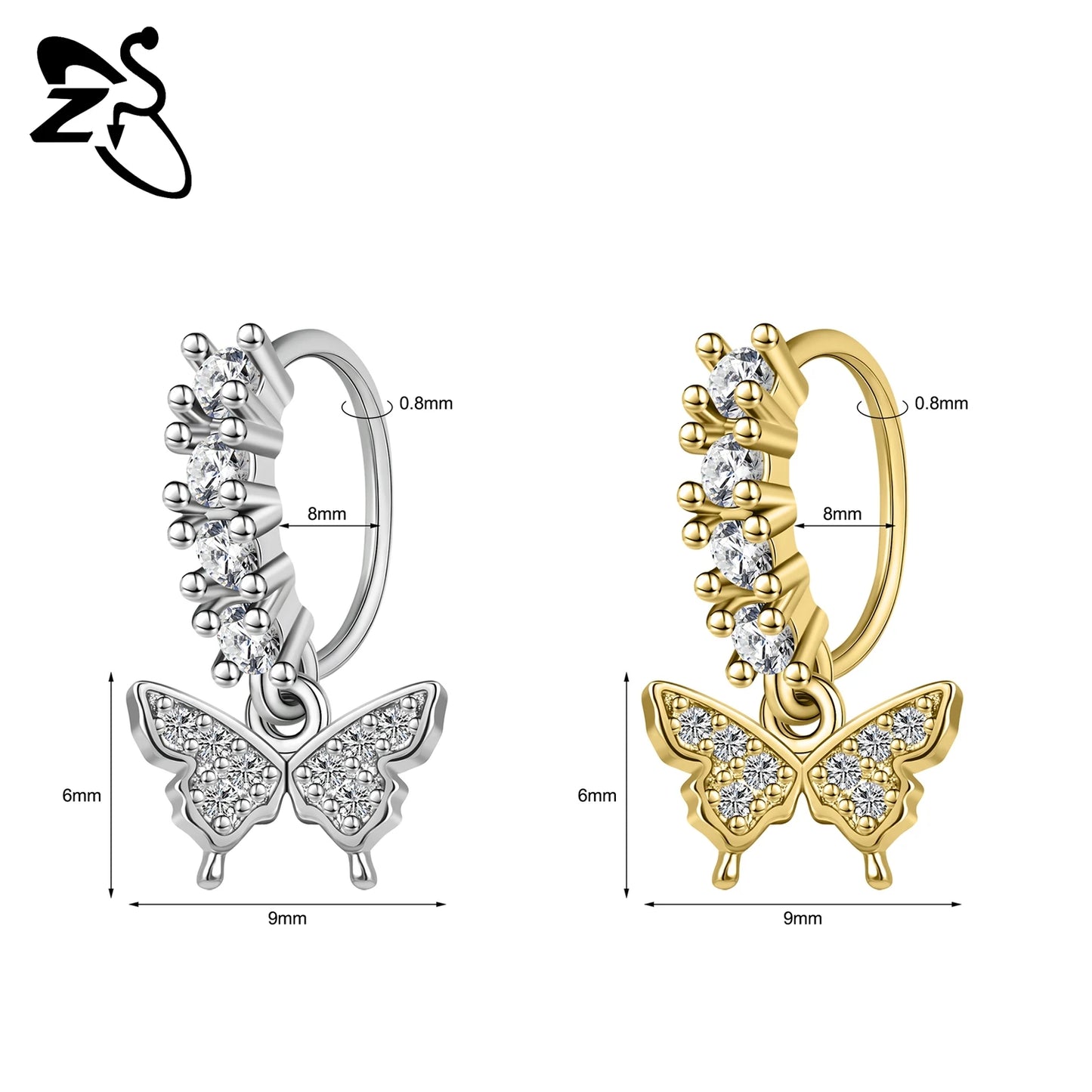 Hochwertige baumelnde Nasenringe mit CZ-Herzen für Frauen