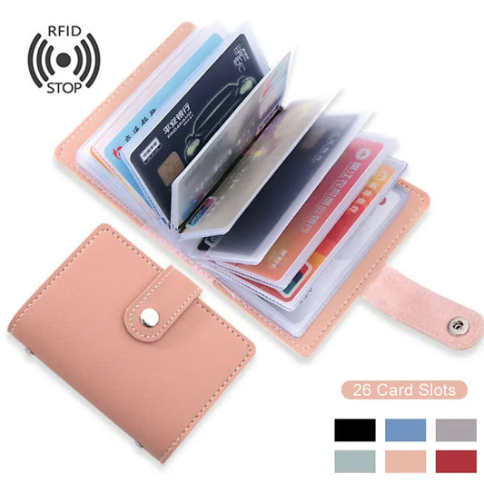 Women's 26 Cards Slim PU Leather Pocket Case Wallet