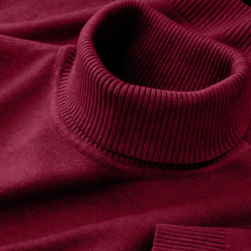 Damen-Winterpullover mit Rollkragen, einfarbig, gestrickt 