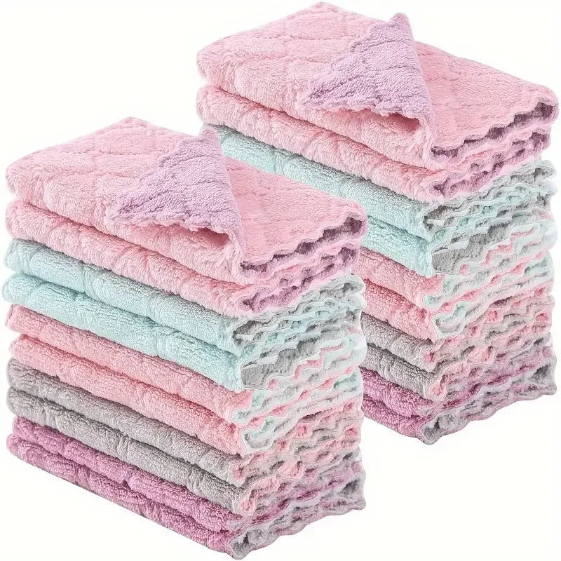 Fast-Drying Coral Velvet Kitchen Towels