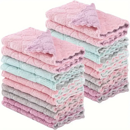 Fast-Drying Coral Velvet Kitchen Towels
